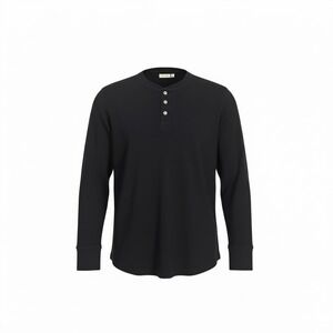 Suitsupply Mens XL Navy Blue Pima Cotton Long Sleeve Henley Shirt